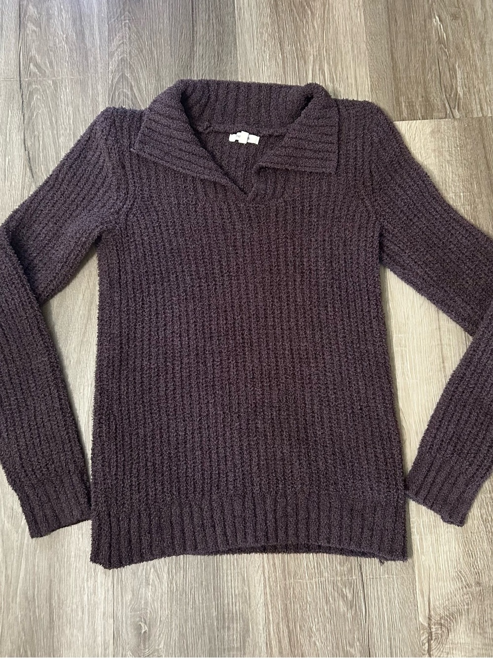 ❤️5 FOR $25❤️ Deep Plum Collared Ribbed Knit Sweater Y2K 90s Vintage Style XS